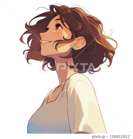 空を見上げる女性 126812922