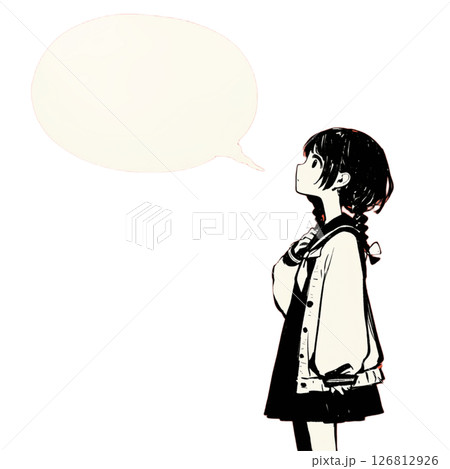 【フキダシ】学校の制服の女の子と吹き出し 126812926