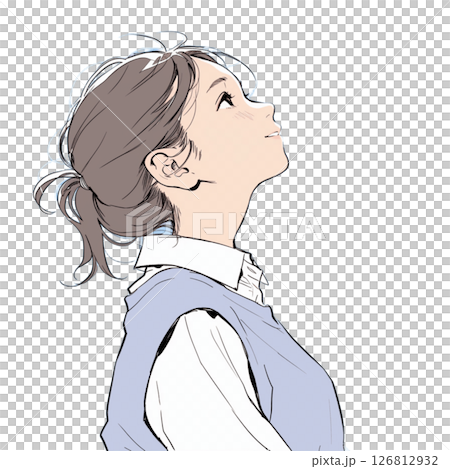空を見る学校の制服の女の子 126812932