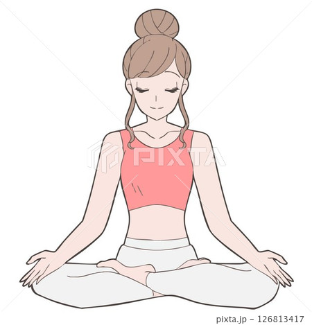 結跏趺坐のポーズのイラスト 126813417