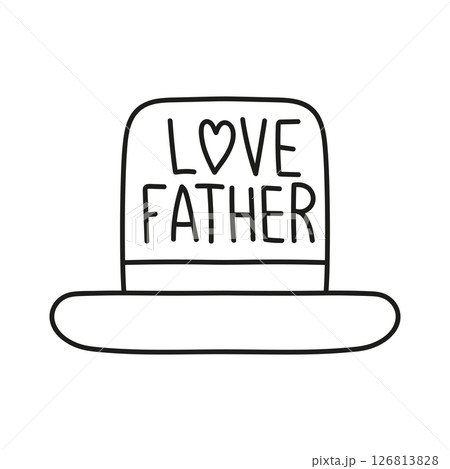 Fathers Day Bear concept. line, illustration hat with "Love Father" written on it. in thin line style Fathers Day Bear concept. line, illustration hat with "Love Father" written on it. in thin line style 126813828