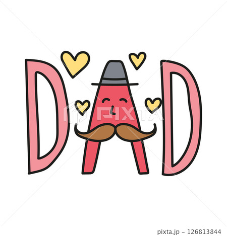 Fathers Day Bear concept. Colorful illustration celebrating dads with hearts and a mustache. in color line style Fathers Day Bear concept. Colorful illustration celebrating dads with hearts and a mustache. in color line style 126813844