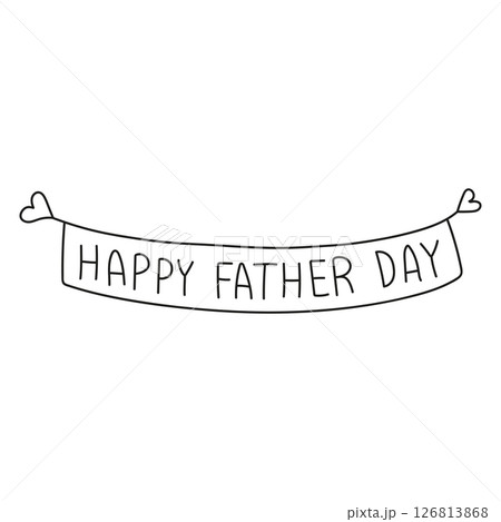 Fathers Day Bear concept. Happy Father Day banner with hearts illustration. in thin line style 126813868