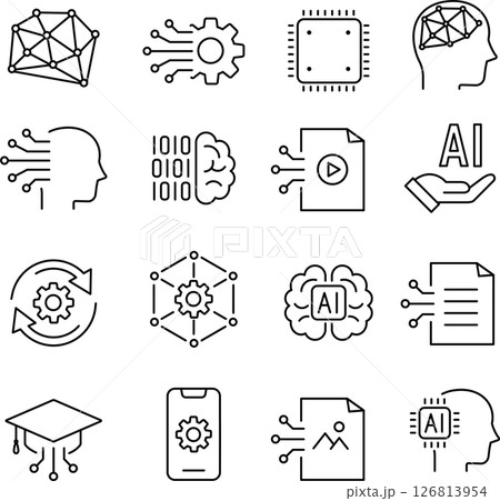 生成AIに関する線画アイコンセット 生成AIに関する線画アイコンセット 126813954