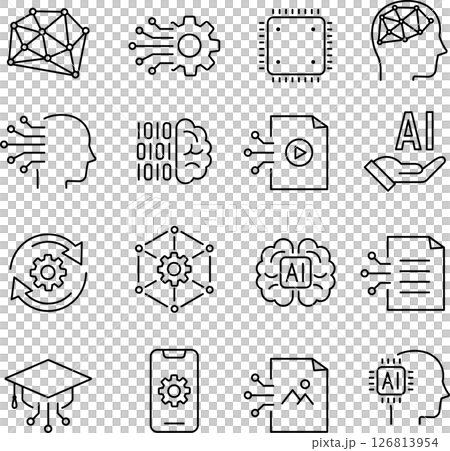 Line icon set about generative AI 126813954