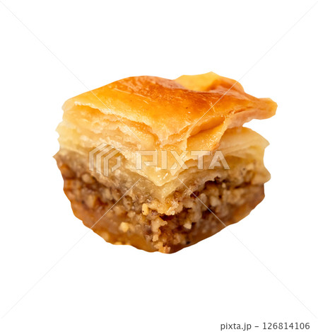 piece of armenian pahlava cut out on white 126814106