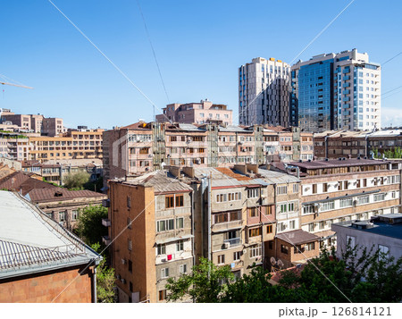 cityscape of Yerevan city in Kentron on spring day 126814121