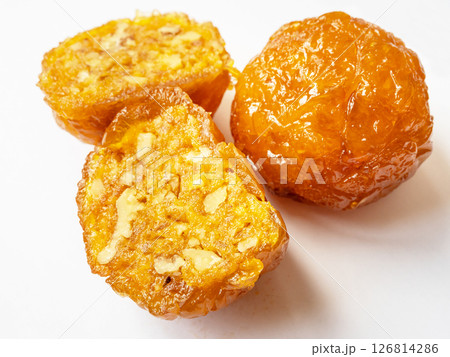 yellow Alani Armenian sweet with nuts close up 126814286
