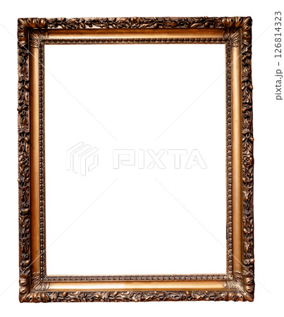 old vertical dark golden picture frame cutout old vertical dark golden picture frame cutout 126814323