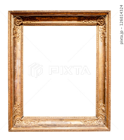 ancient vertical golden wood picture frame cutout ancient vertical golden wood picture frame cutout 126814324
