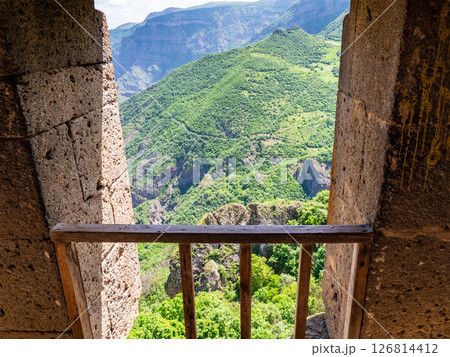 view of mountains from room of Tatev Monastery 126814412