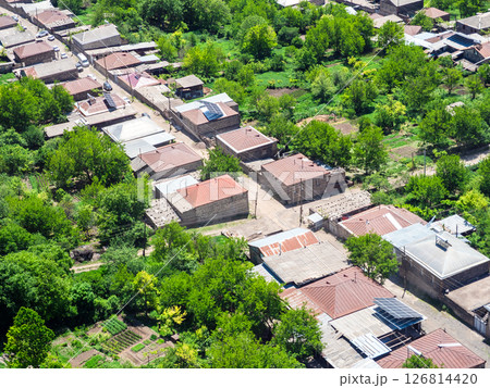 aerial view of houses in Halidzor village, Armenia 126814420