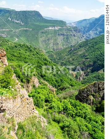 green gorge of Vorotan river from Tatev Monastery 126814454