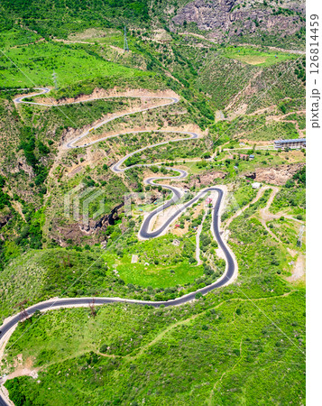 aerial view of Devil's Bridge on serpentine road aerial view of Devil's Bridge on serpentine road 126814459