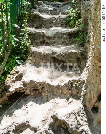 old travertine steps to River from Devil's Bridge 126814467