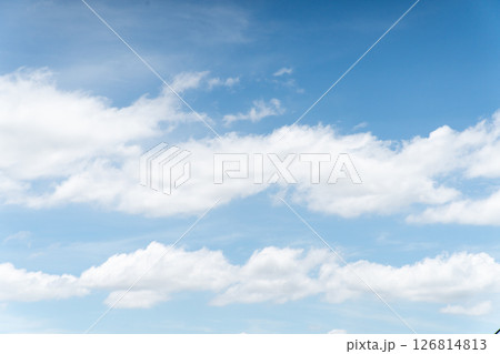 Clear blue color sky with white cloud background 126814813