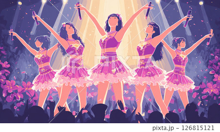 ライブで盛り上がるアイドルのステージ 126815121