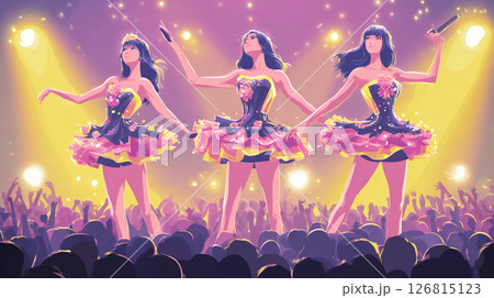ライブで盛り上がるアイドルのステージ 126815123