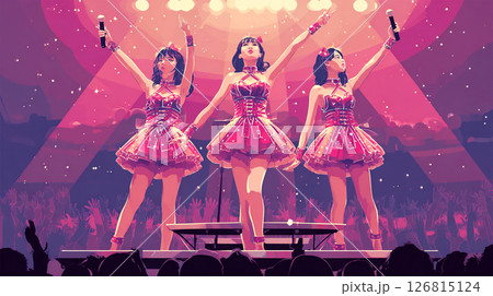 ライブで盛り上がるアイドルのステージ 126815124