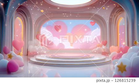 可愛らしいファンタジーなステージの背景 126815239