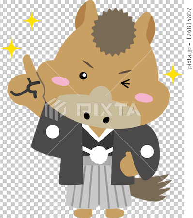 袴姿でウィンクする馬キャラ｜午年の干支イラスト（2026年） 126815807