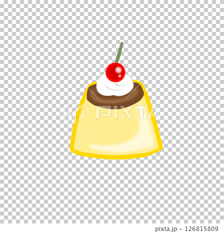 シンプル　スイーツ　プリン　食べ物　イラスト 126815809