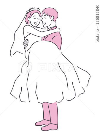新婦を抱きかかえる新郎 126815840