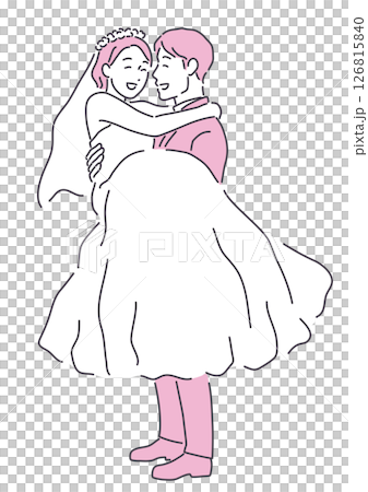 新婦を抱きかかえる新郎 126815840