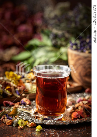 Herbal tea and a mix of various dried medicinal plants and herbs. Herbal tea and a mix of various dried medicinal plants and herbs. 126815878