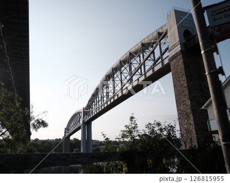 Bridges over the Tamar (Cornwall to Devon, UK), Different views from underneath the two bridges over the Tamar from the Saltash, Cornwall side. Taken in the early morning. 126815955
