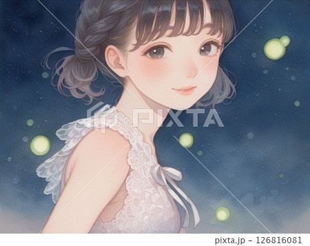 蛍とショートヘアの少女 126816081