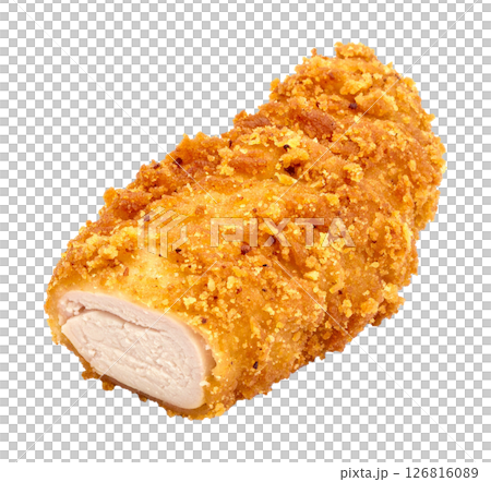 Crispy Outside, Juicy Chicken Tender Cut in Half 126816089