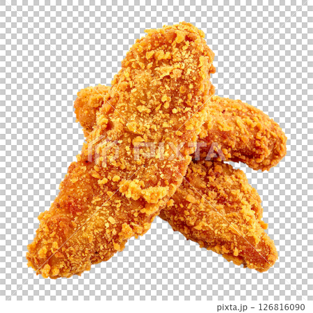Pile of Crispy Chicken Tenders Stacked 126816090