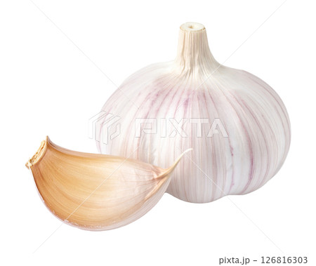 Whole Garlic Bulb and Single Clove 126816303