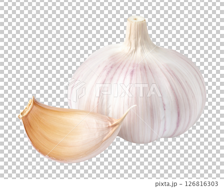 Whole Garlic Bulb and Single Clove 126816303