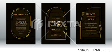 Black and Gold Floral Wedding Invitation Set with Elegant Arch Design Black and Gold Floral Wedding Invitation Set with Elegant Arch Design 126816608