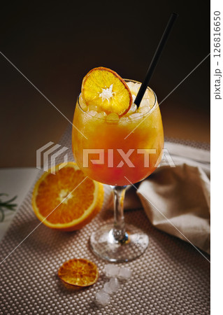 Close-up of vibrant orange cocktail Close-up of vibrant orange cocktail 126816650