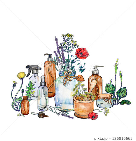 Glassware for natural herbal cosmetics 126816663