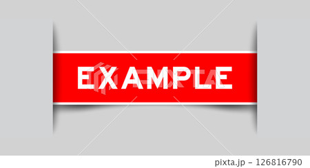 Red color square label sticker with word example that inserted in gray background Red color square label sticker with word example that inserted in gray background 126816790