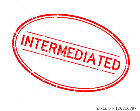 Grunge red intermediaed word oval rubber seal stamp on white background 126816797