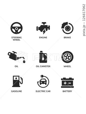 Car parts flat icon set stock illustration Car parts flat icon set stock illustration 126817062
