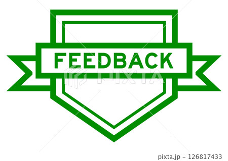 Vintage green color pentagon label banner with word feedback on white background Vintage green color pentagon label banner with word feedback on white background 126817433