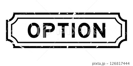 Grunge black option word rubber seal stamp on white background 126817444