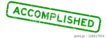 Grunge green accomplished word square rubber seal stamp on white background 126817458