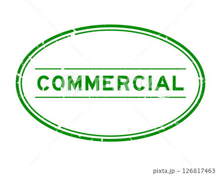 Grunge green commercial word oval rubber stamp in white background 126817463
