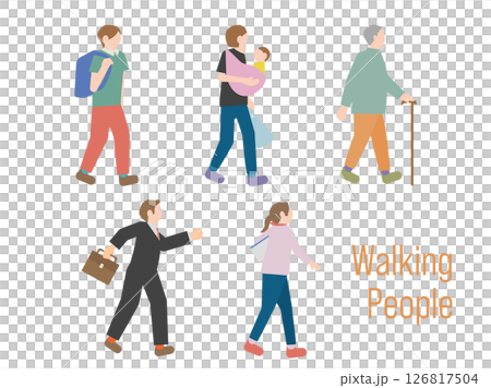 不同年齡的步行者插圖集 126817504
