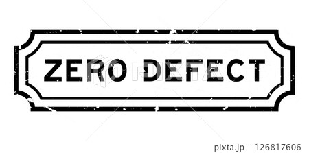 Grunge black zero defect word rubber seal stamp on white background 126817606