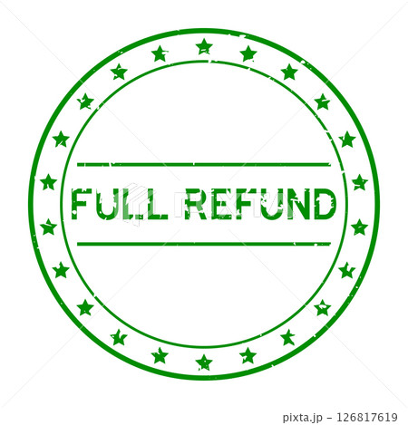 Grunge green full refund word round rubber seal stamp on white background Grunge green full refund word round rubber seal stamp on white background 126817619