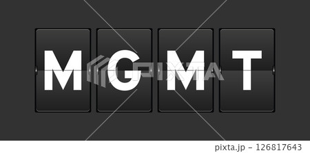 Black color analog flip board with word MGMT (abbreviation of Management) on gray background 126817643