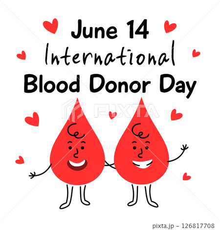 Blood Donor Day banner cute blood drop character 126817708